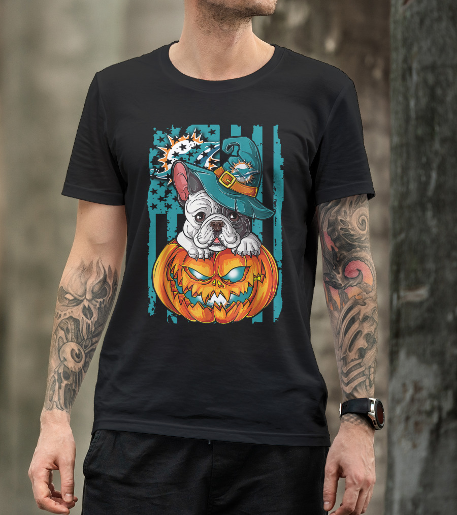 Hlw Bulldog Miami Dolphins Halloween Pumpkin Magic T-Shirt