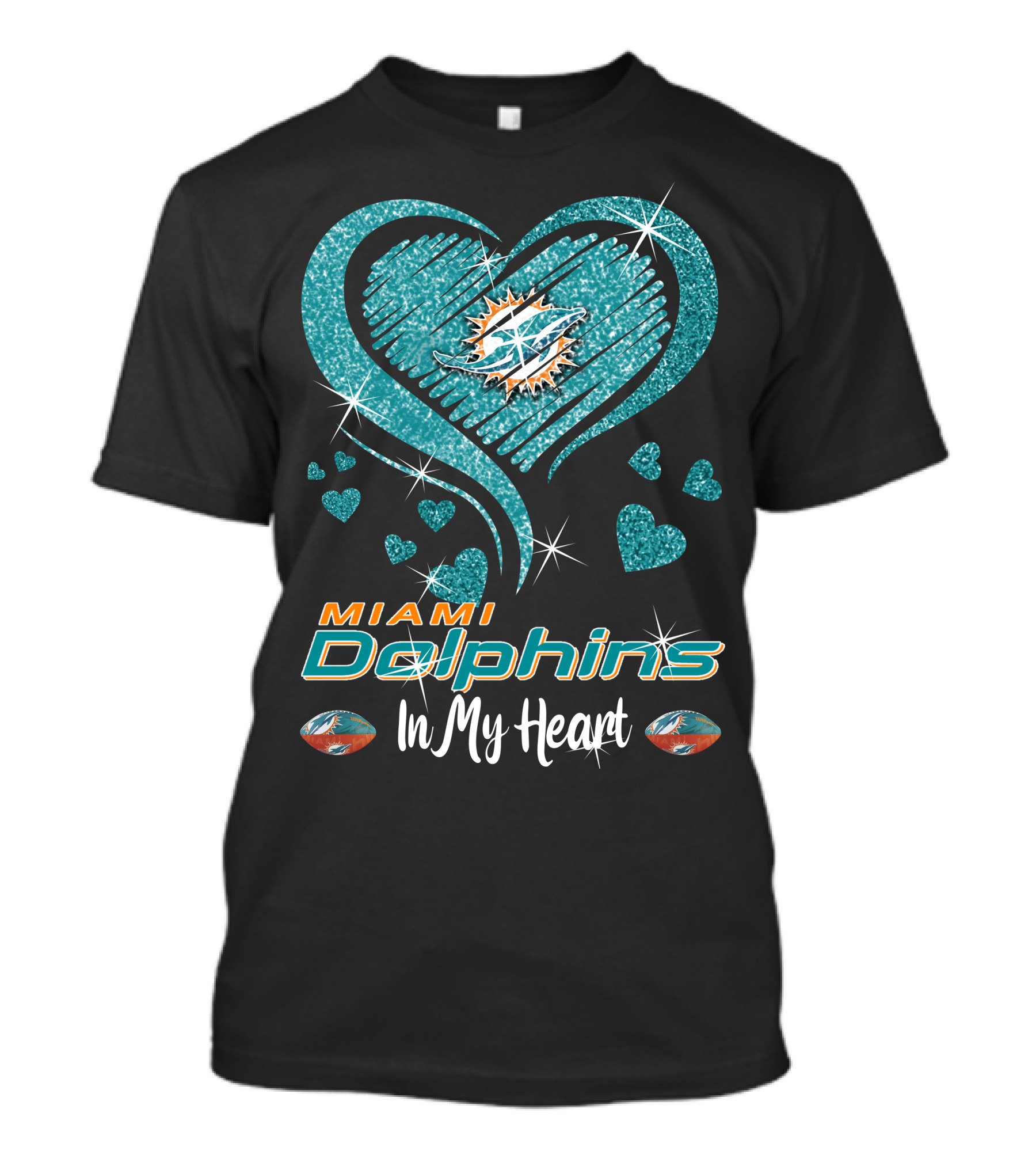Miami Dolphins Heart Sparkle T-Shirt