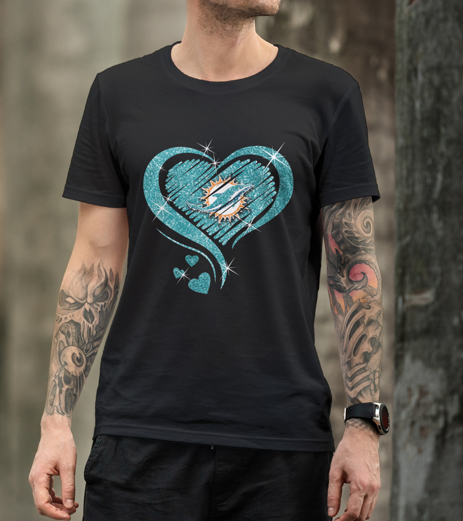 Heart Diamond Miami Dolphins Sparkling T-Shirt