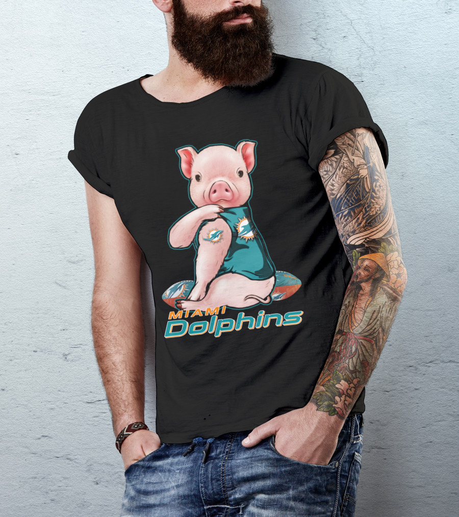 Miami Dolphins Pig Football Fan T-Shirt