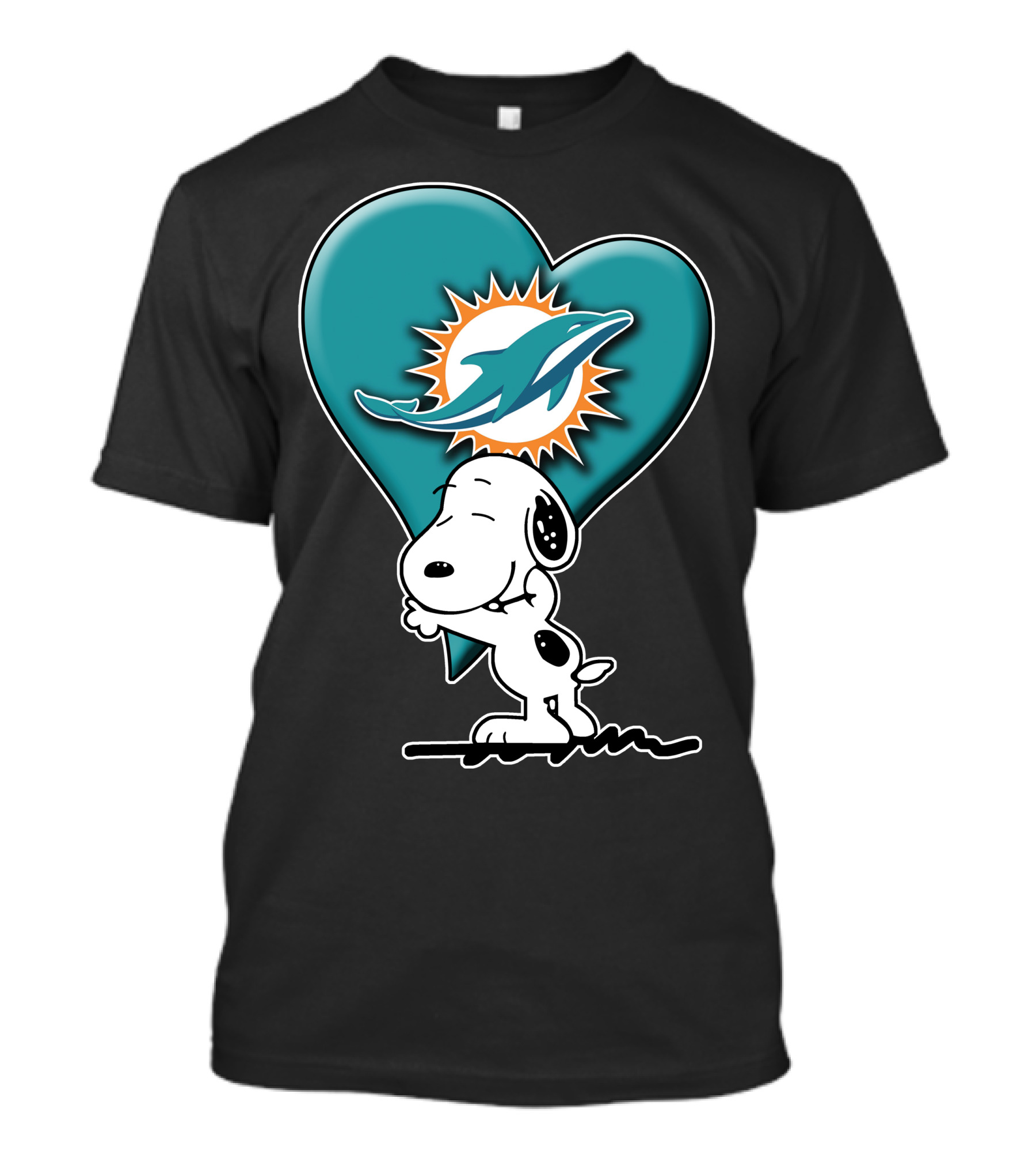 Snp V1 Snoopy Miami Dolphins Heart Hug T-Shirt
