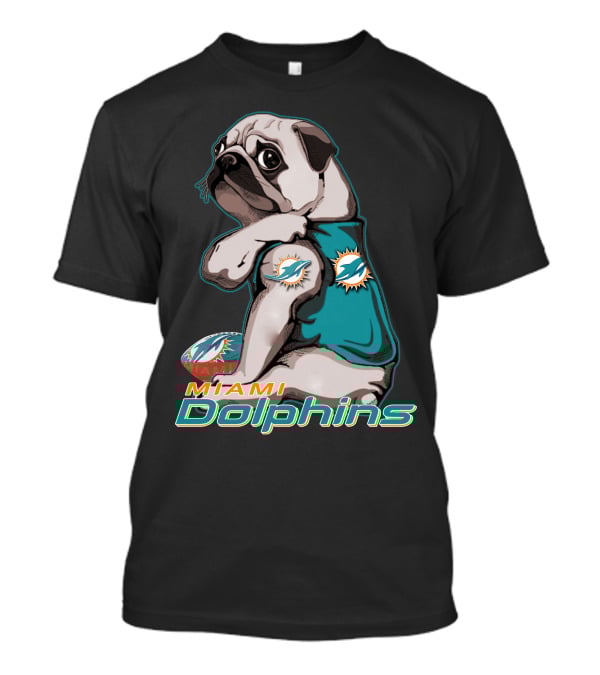 Miami Dolphins Pug Football T-Shirt