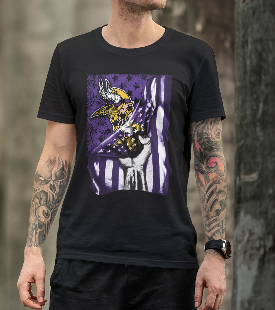 Minnesota Vikings Flag Stars And Stripes Viking T-Shirt