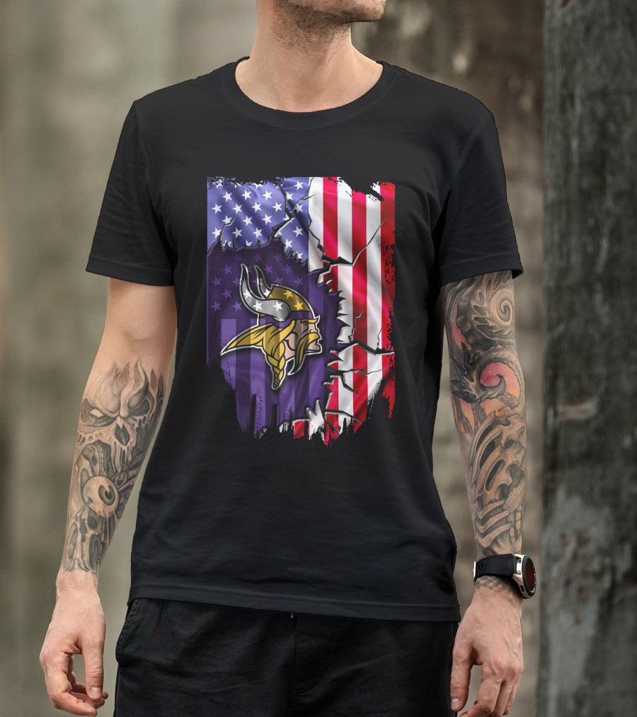 American Flag Minnesota Vikings T-Shirt