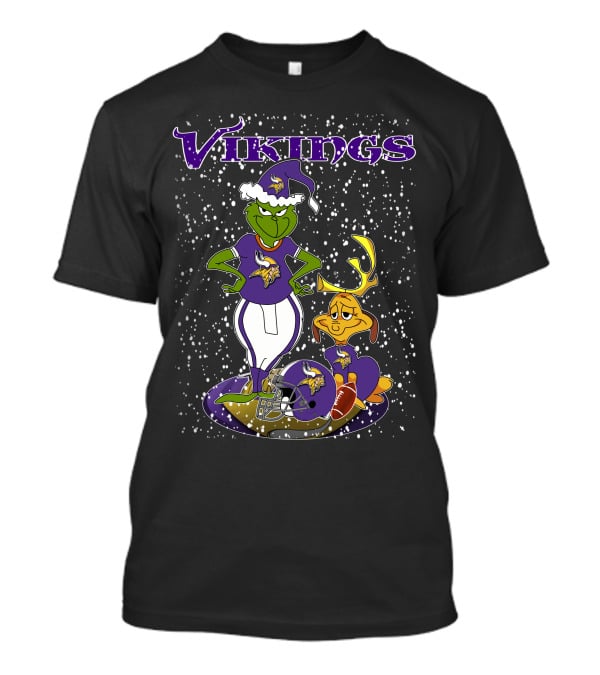 Grinchxmas Minnesota Vikings Football Holiday Scene T-Shirt