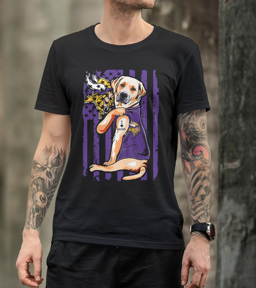 Minnesota Vikings Labrador Retriever I Love Mom T-Shirt