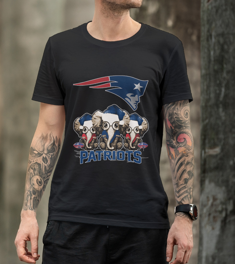 Elephan Xmas New England Patriots Cute Patriots Elephants T-Shirt