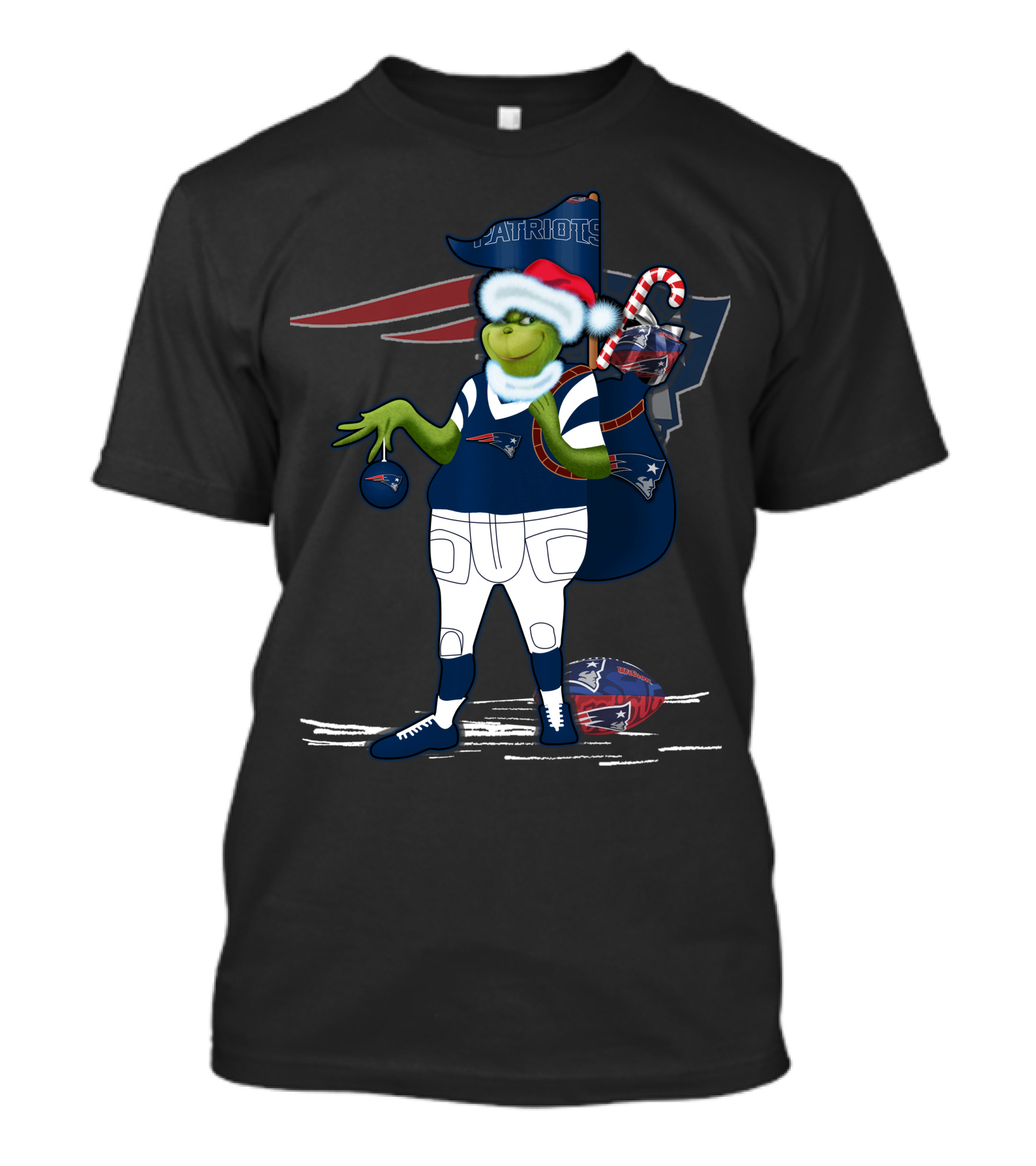 Patriots Grinch Christmas Football Sack Fan T-Shirt