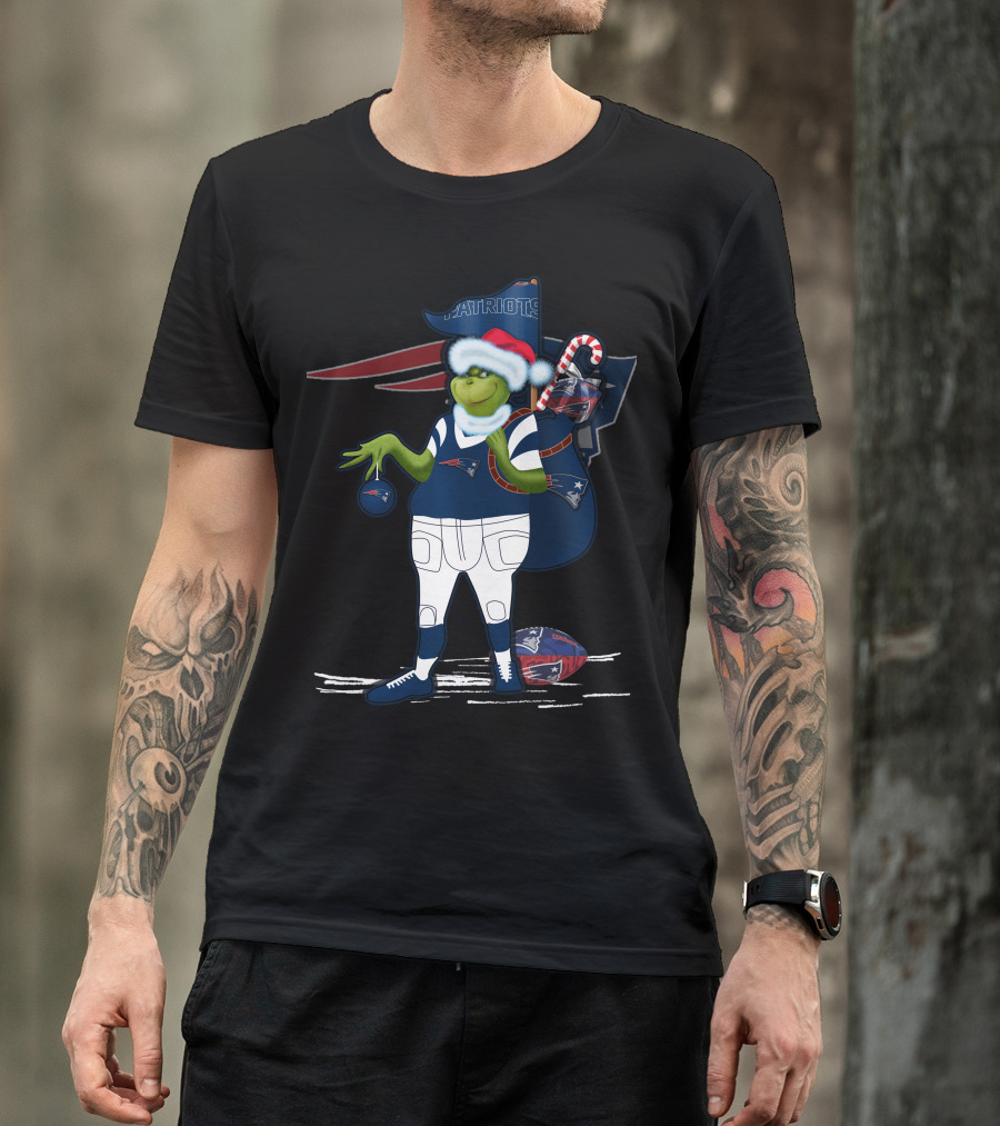 Patriots Grinch Christmas Football Sack Fan T-Shirt