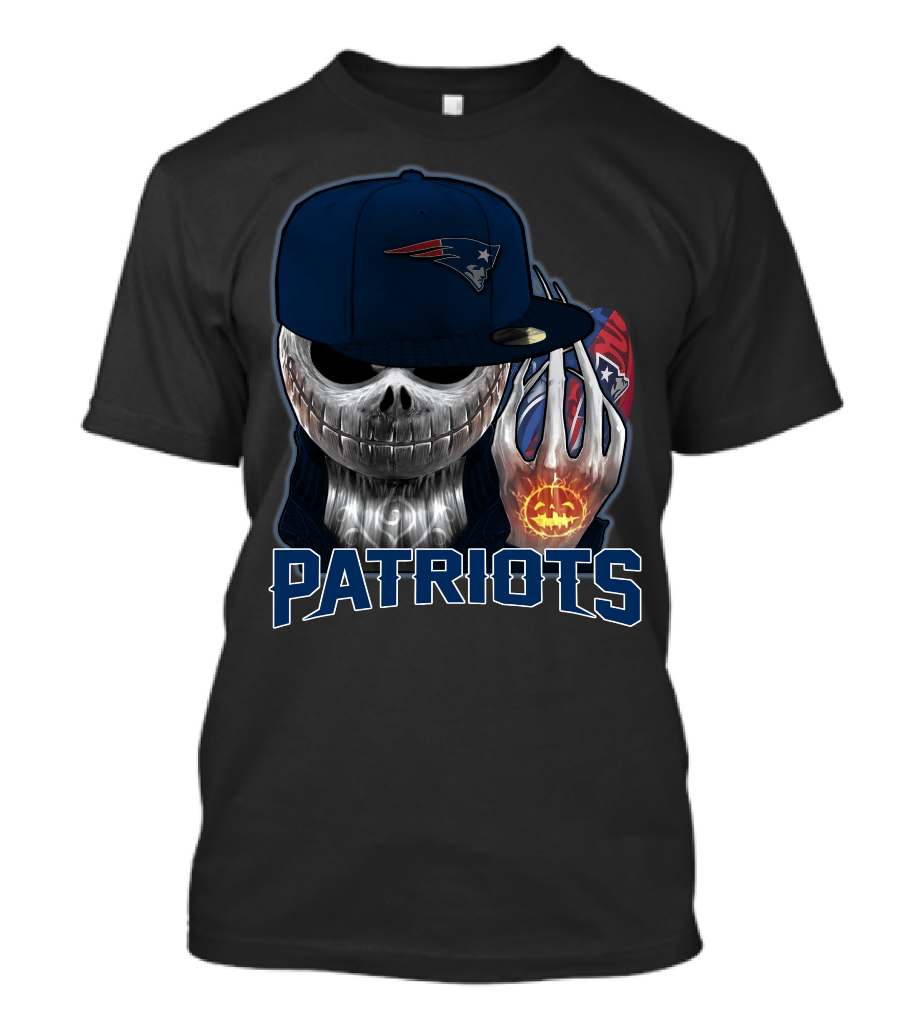 Jackskull New England Patriots Skull Football Fan T-Shirt