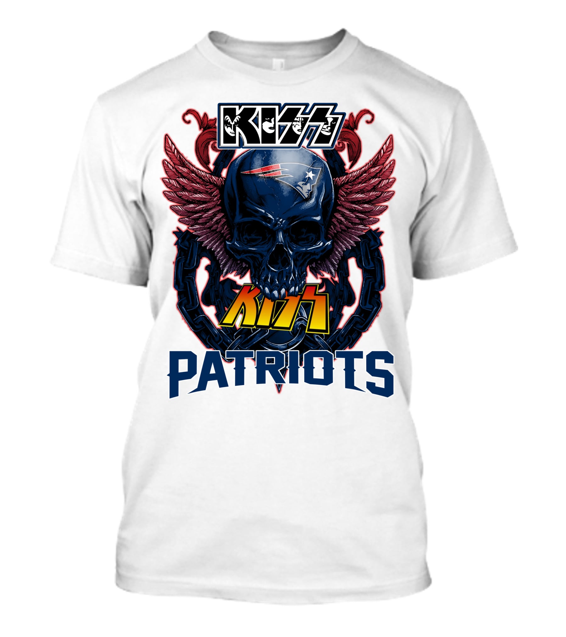 KISS Patriots Skull With Wings New England Patriots T-Shirt