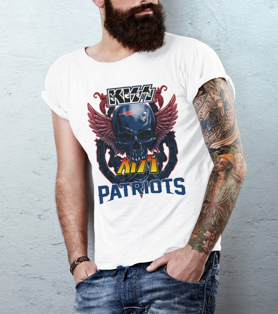 KISS Patriots Skull With Wings New England Patriots T-Shirt