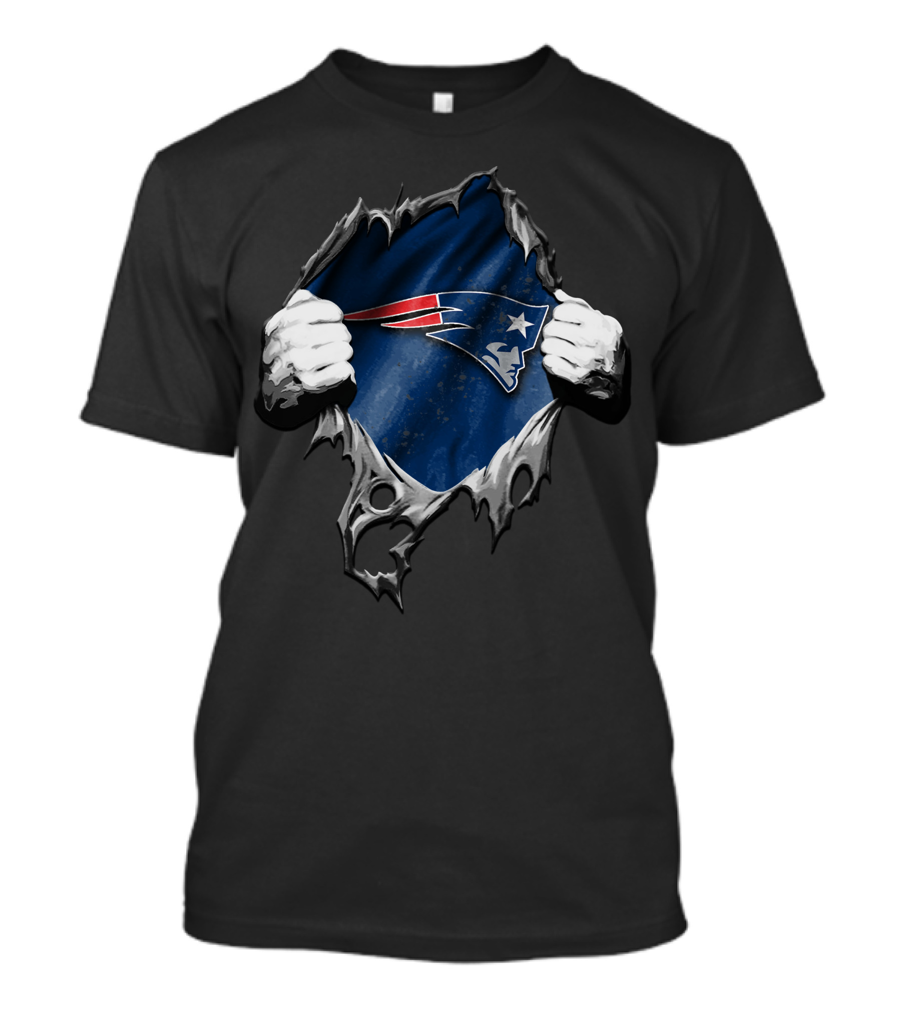Torn New England Patriots Logo Ripped Effect T-Shirt