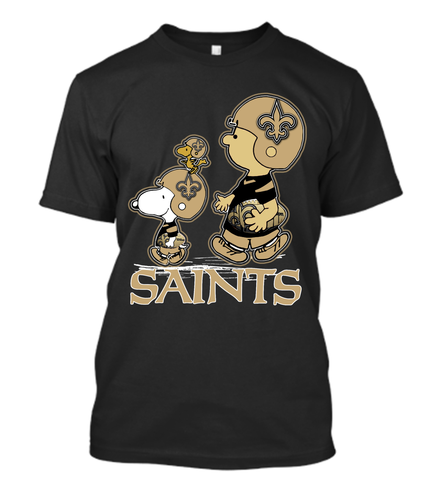 Snpfootball New Orleans Saints Peanuts Snoopy Woodstock Football Helmets T-Shirt