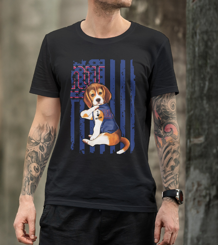 Beagle I Love Mom New York Giants T-Shirt