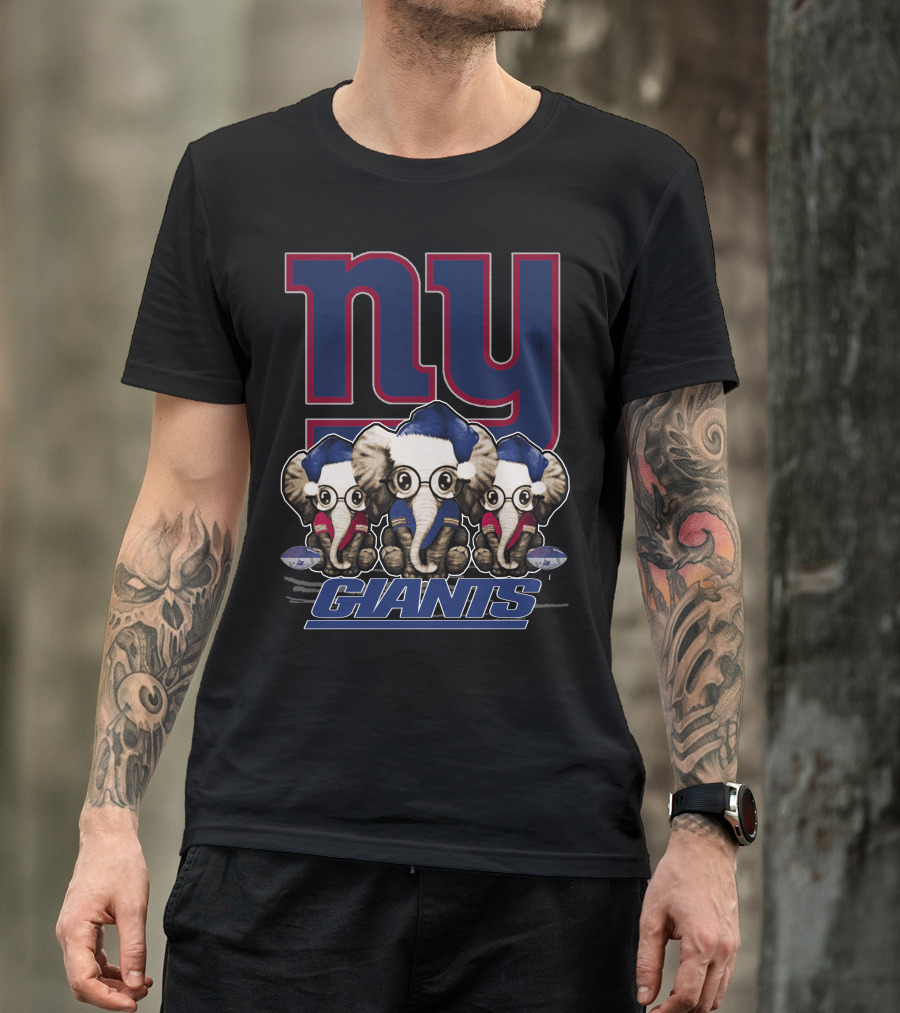 NY Giants Christmas Elephants T-Shirt