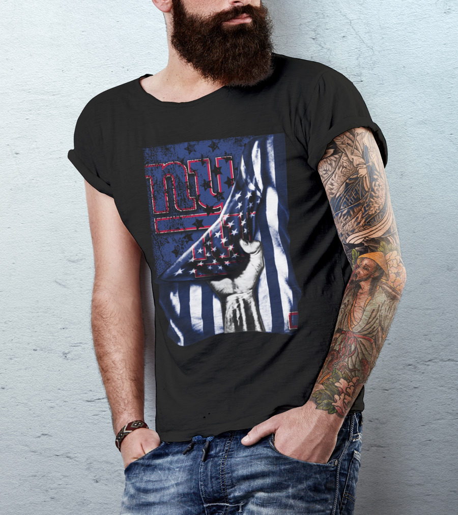 NY Giants American Flag Hand T-Shirt