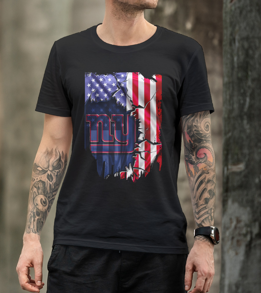 Flag V2 New York Giants American Flag Rip T-Shirt