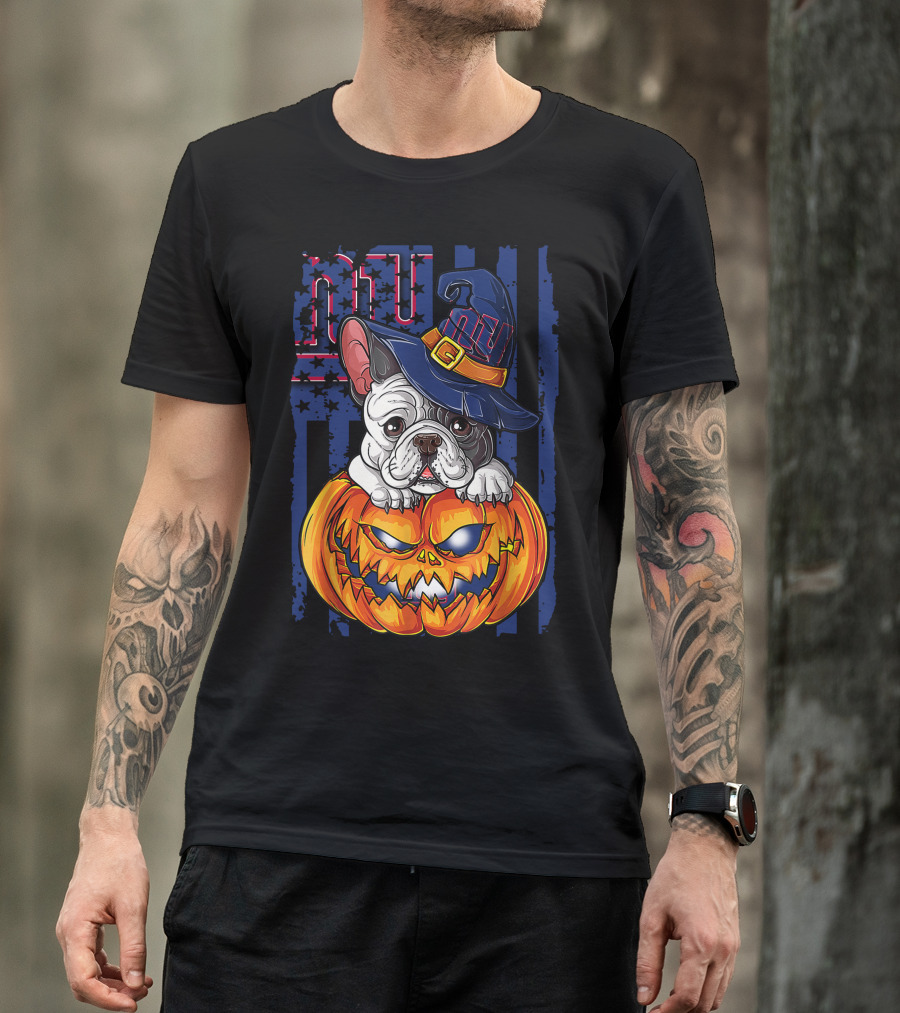 Hlw Bulldog New York Giants Halloween Pumpkin T-Shirt