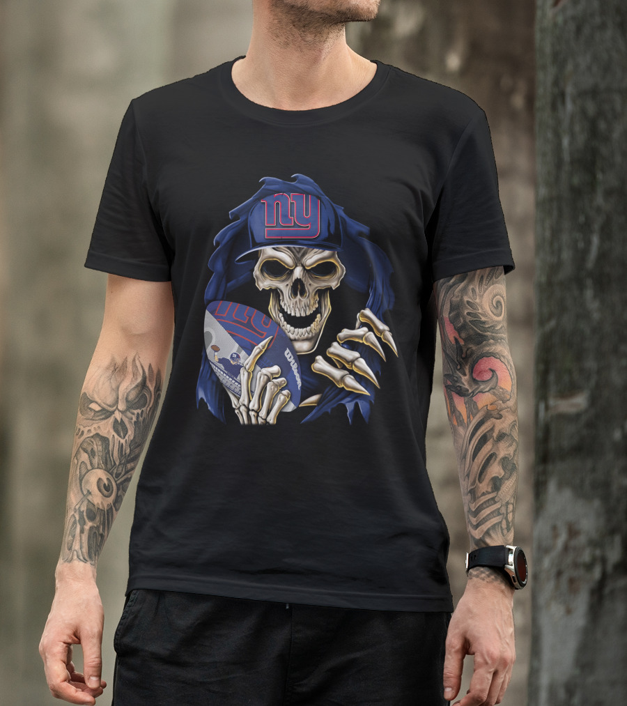 Skullbong New York Giants Skull Football T-Shirt