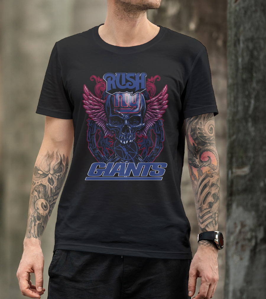 Rush Ny Giants Skull With Wings T-Shirt
