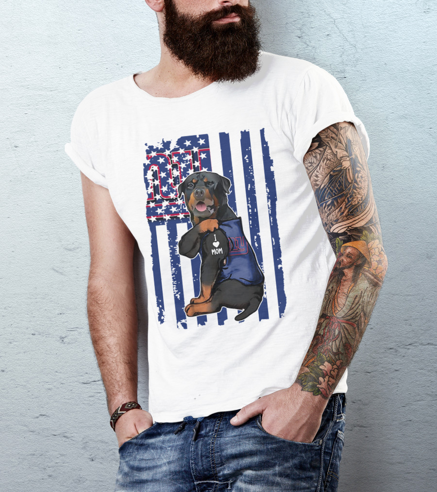 Rottweiler I Love Mom New York Giants Fan T-Shirt