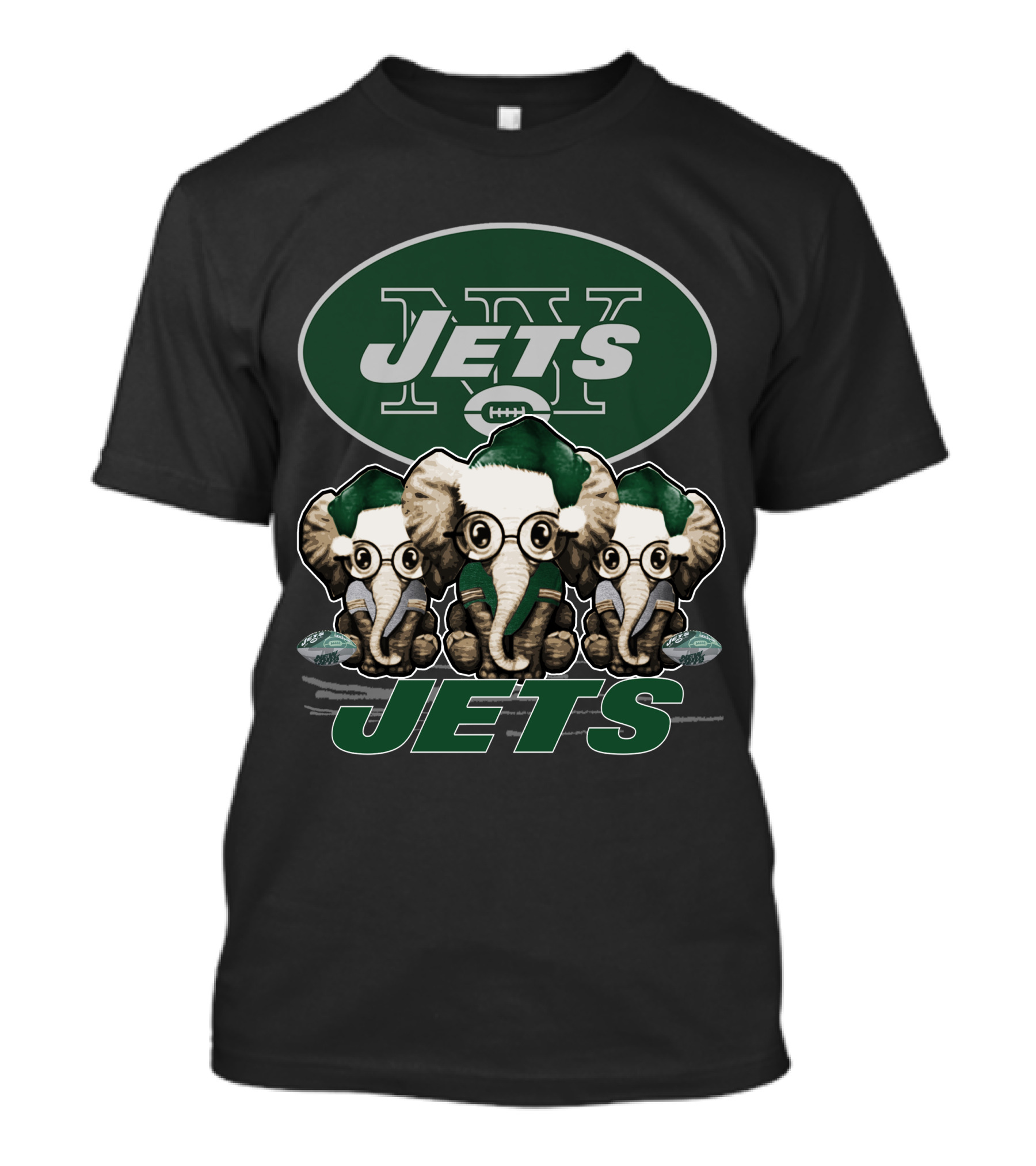 New York Jets Elephan Xmas Jets Football Trio T-Shirt