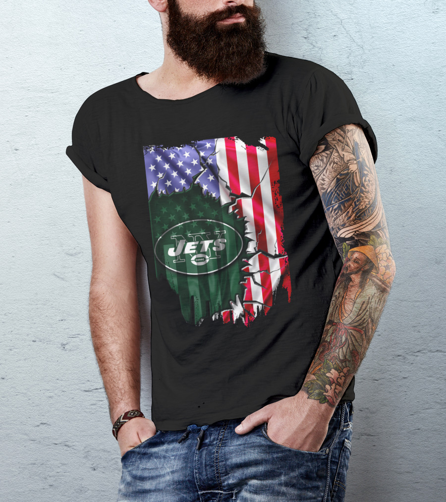 New York Jets American Flag Rip T-Shirt