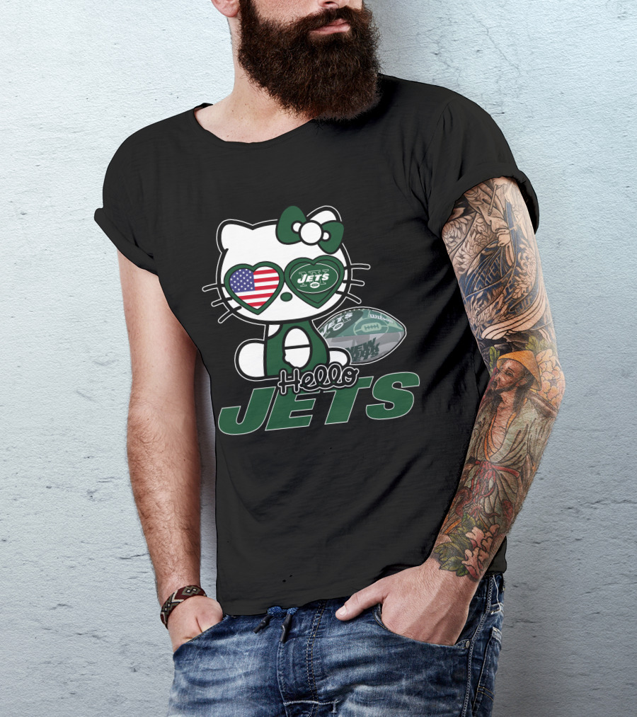 Hello Kitty Jets American Flag Football T-Shirt