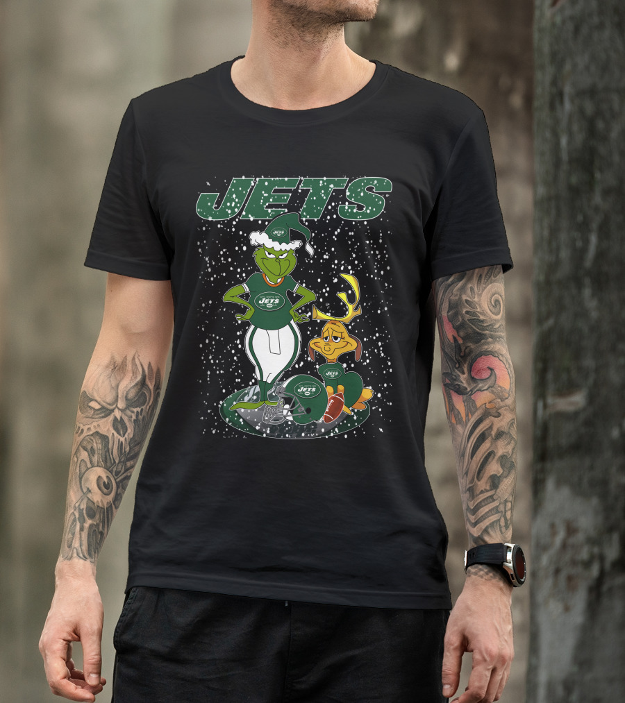 Grinchxmas New York Jets Holiday Football Fun T-Shirt