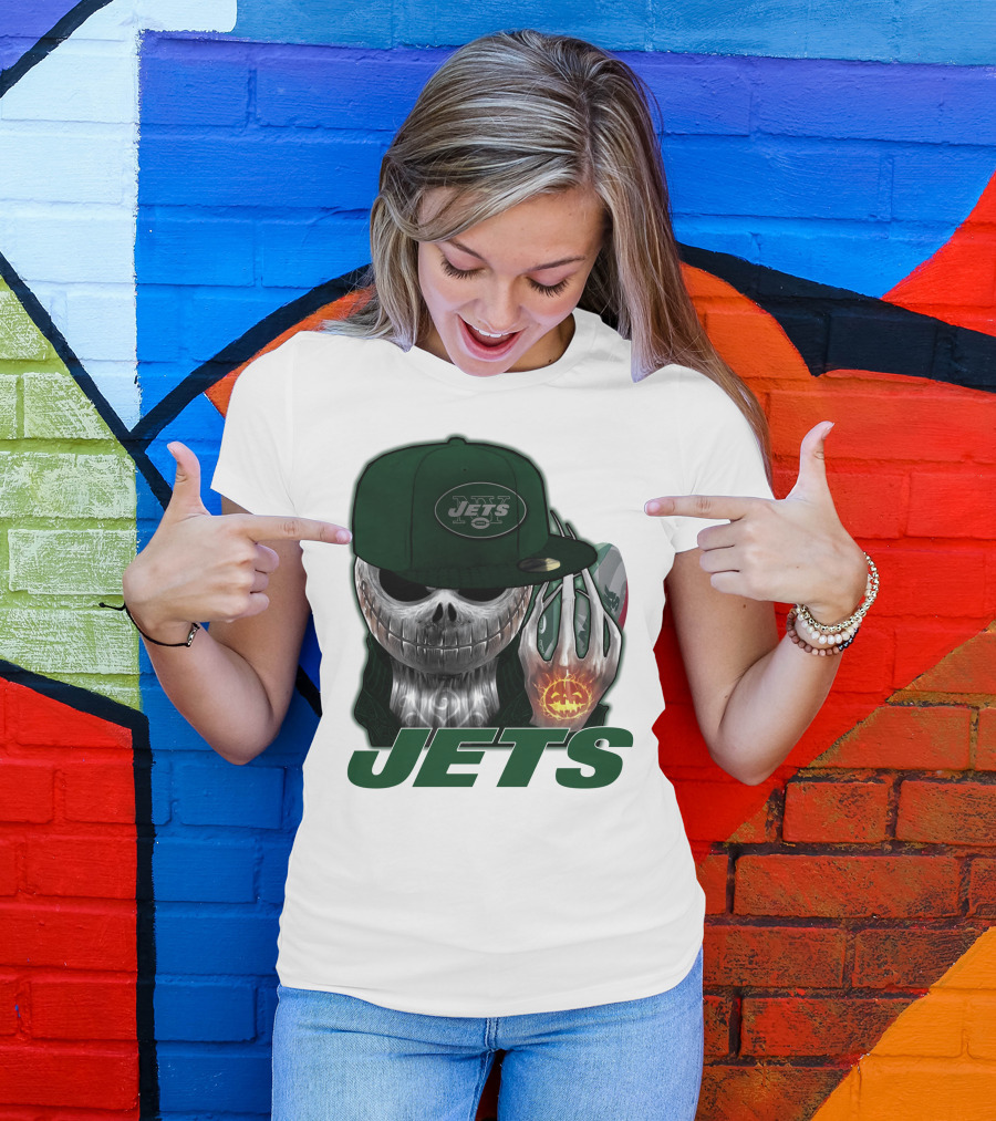 Jets Jackskull Halloween Football Fanatic T-Shirt