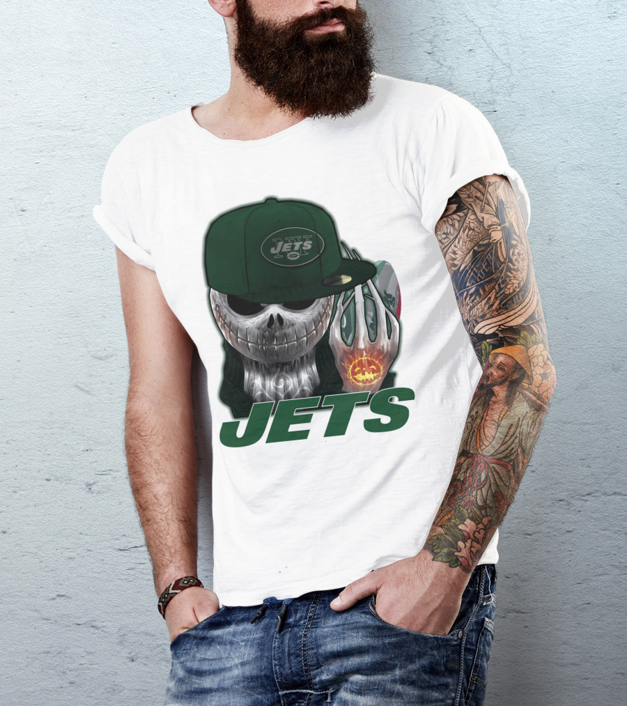 Jets Jackskull Halloween Football Fanatic T-Shirt
