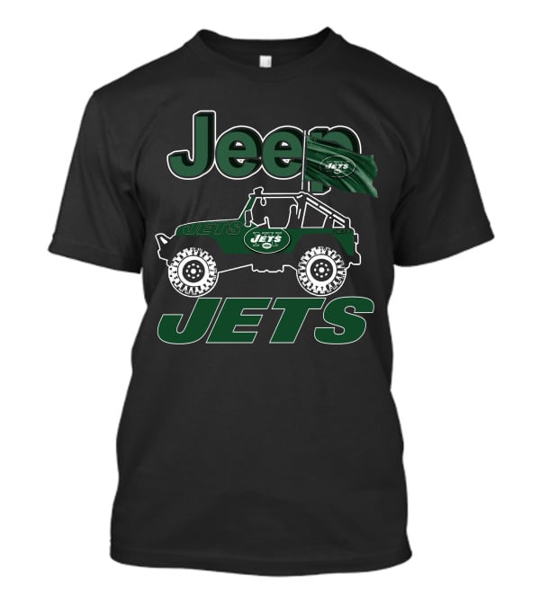 Jeep Jets New York Jets Logo With Jeep Illustration And Flag T-Shirt