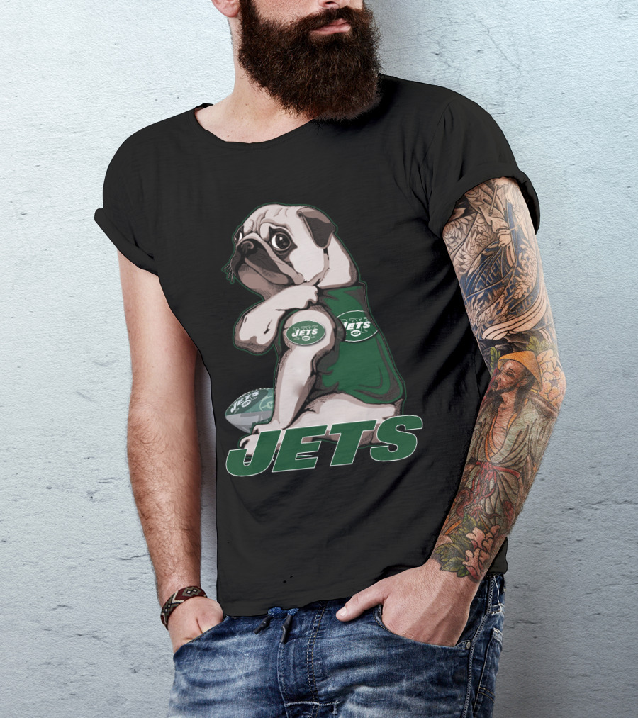Pug Jets New York Football Fan T-Shirt