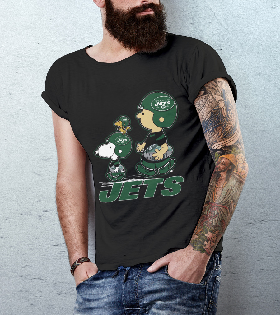 Snoopy Woodstock Jets Peanuts New York Football T-Shirt