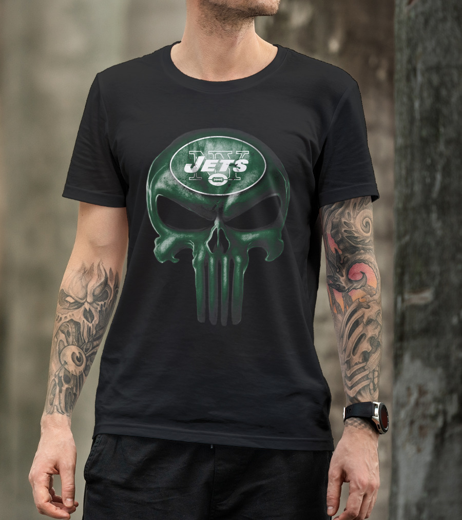 Skull V3 New York Jets NFL Logo Fusion T-Shirt