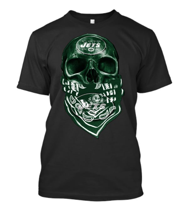 Skull V5 New York Jets Bandana Motif T-Shirt