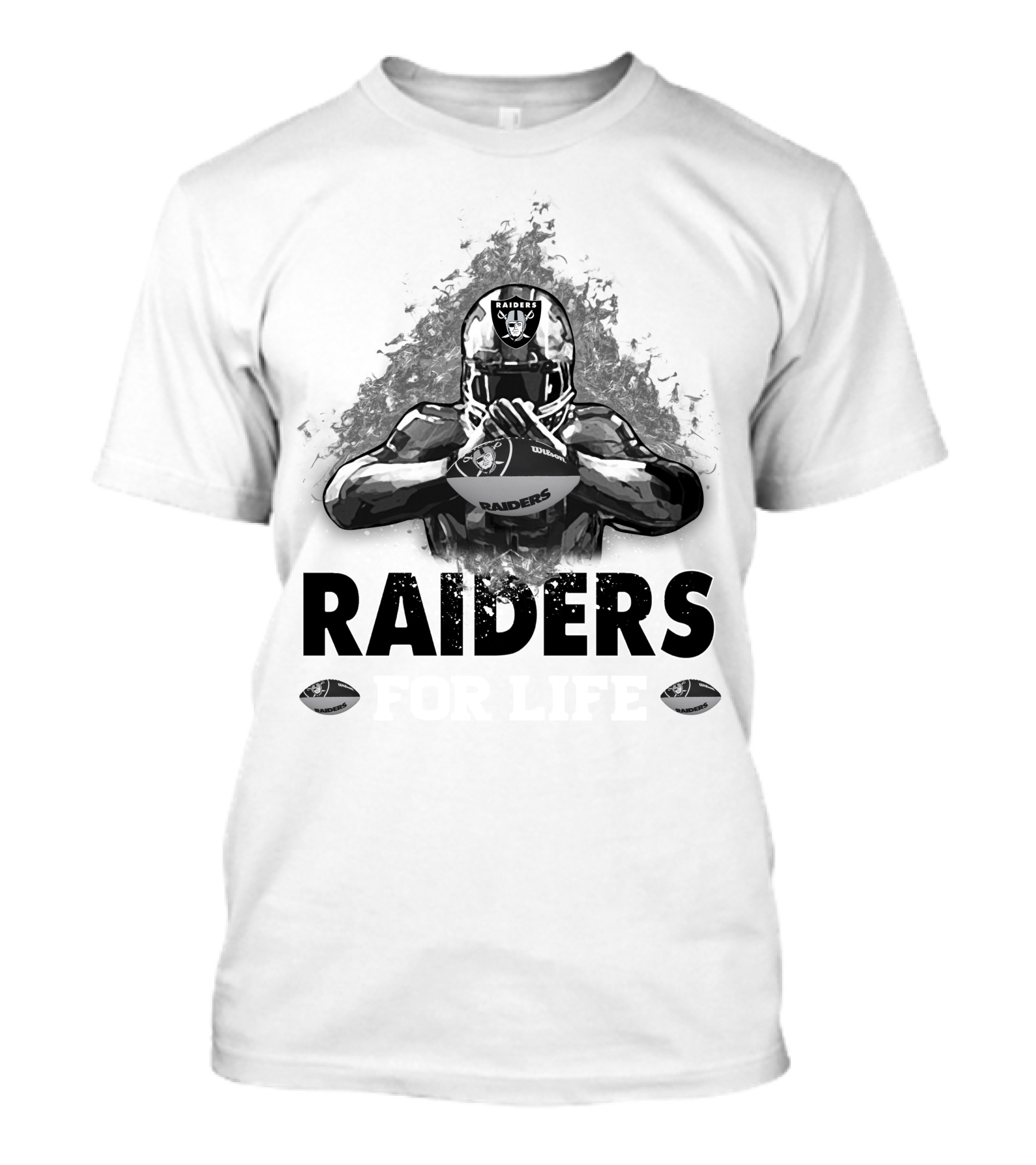 Raiders For Life Football Player Emblem T-Shirt