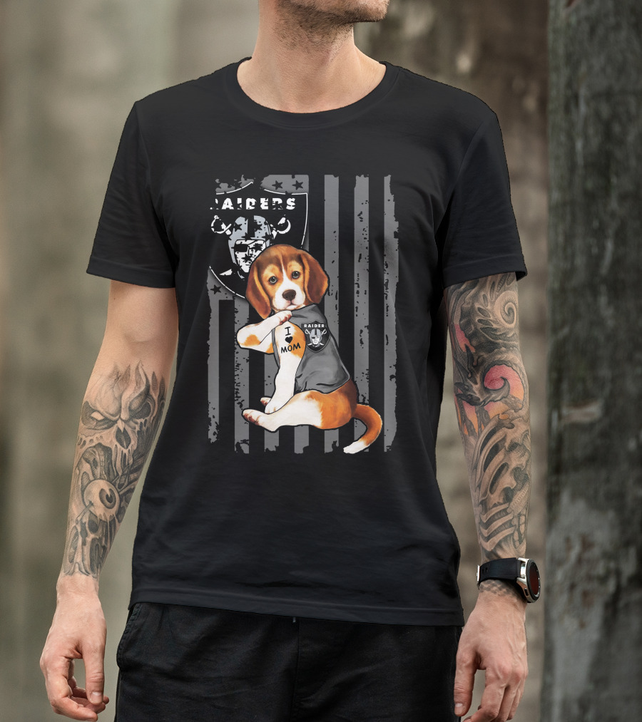 Beagle Raiders I Love Mom NFL Fan T-Shirt