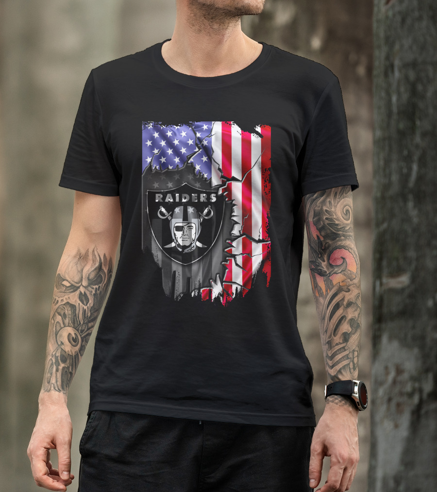 Flag V2 Raiders American Flag Patchwork T-Shirt