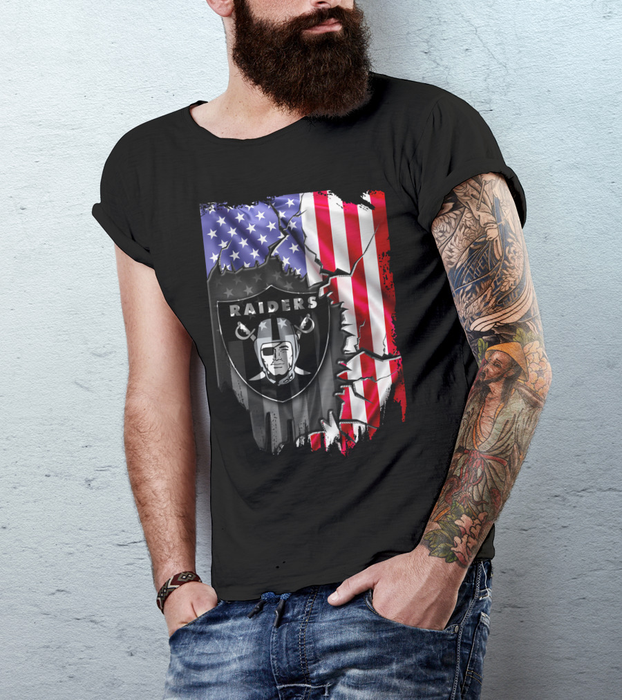 Flag V2 Raiders American Flag Patchwork T-Shirt