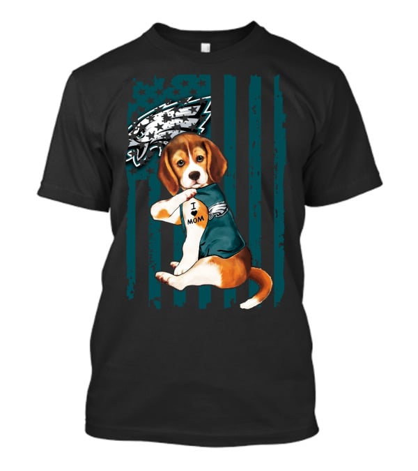 Beagle Philadelphia Eagles I Love Mom Dog Tattoo Pup T-Shirt