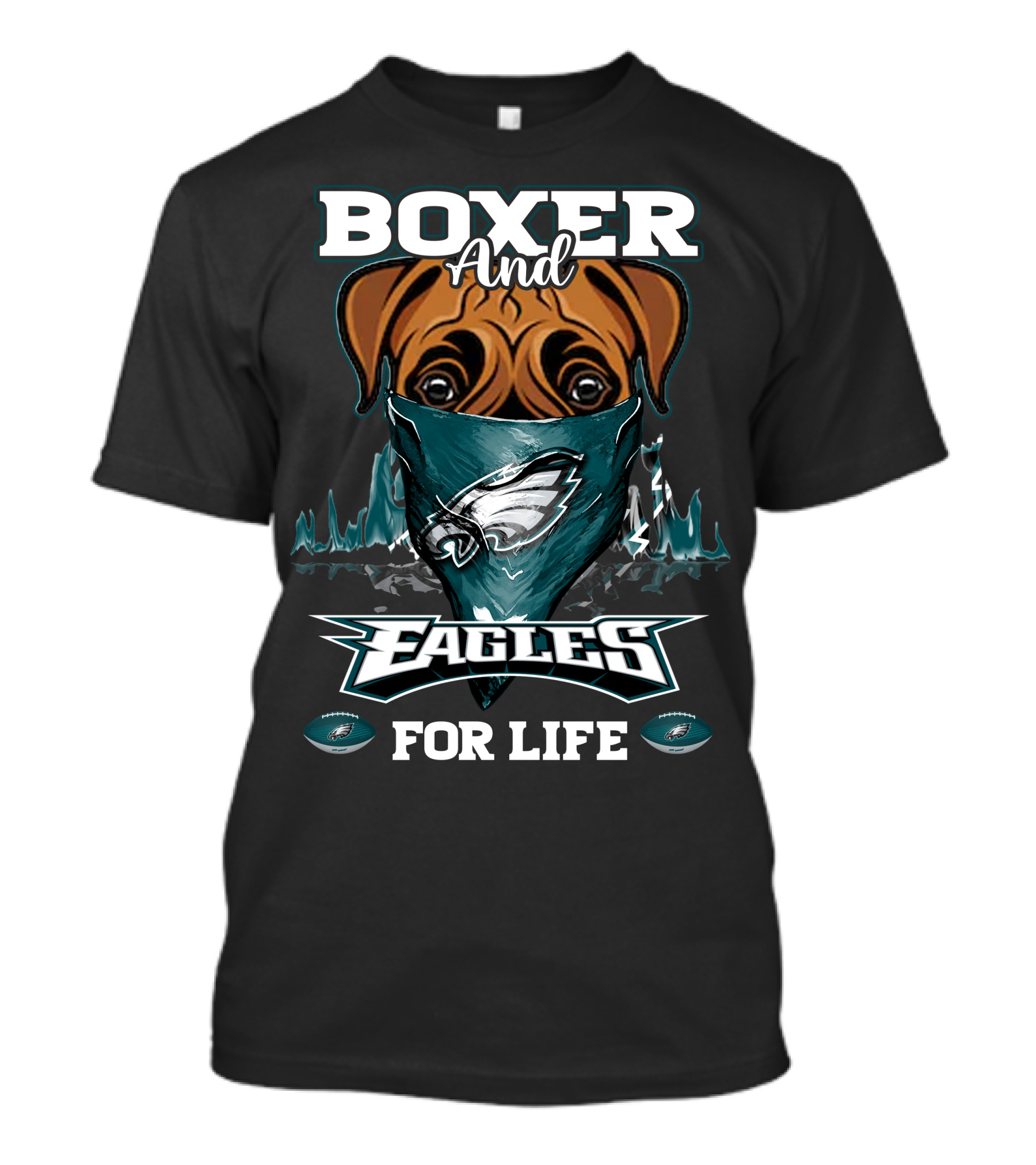 Boxer And Philadelphia Eagles For Life T-Shirt
