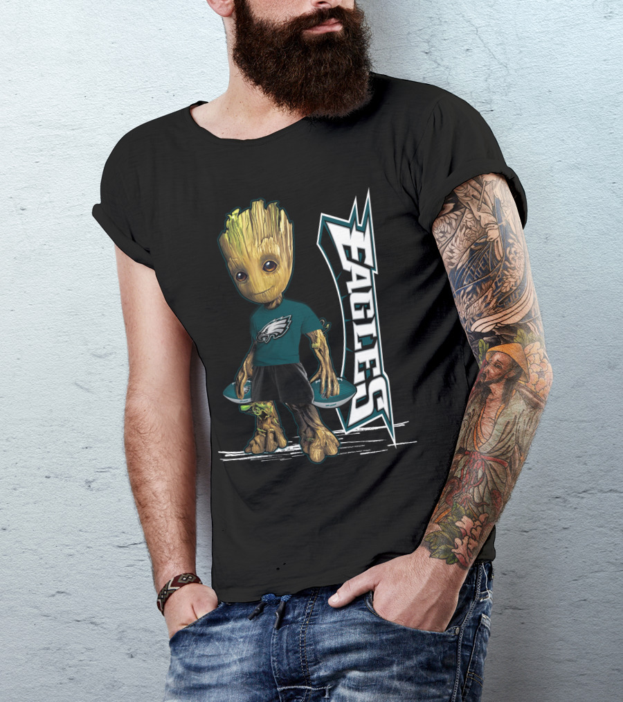 Groot Philadelphia Eagles Football Team Fan Character NFL T-Shirt