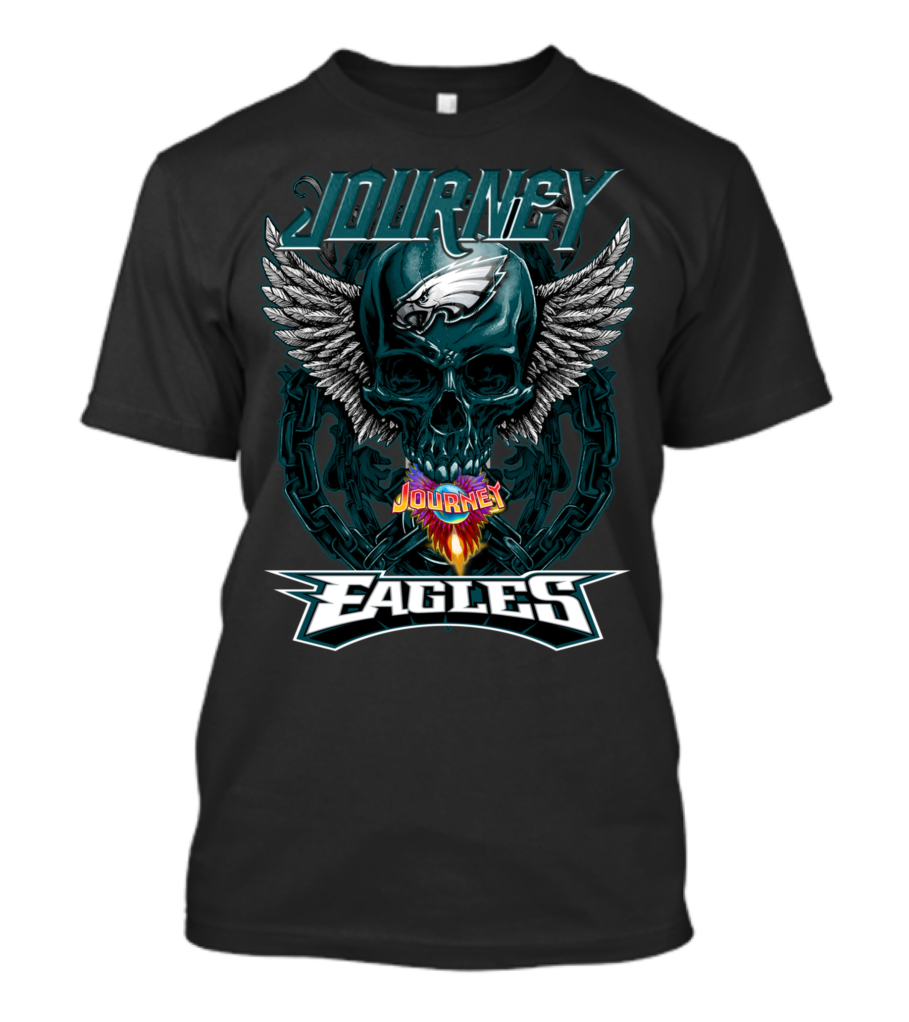 Journey Philadelphia Eagles Skull Wings Chain Football Fan T-Shirt