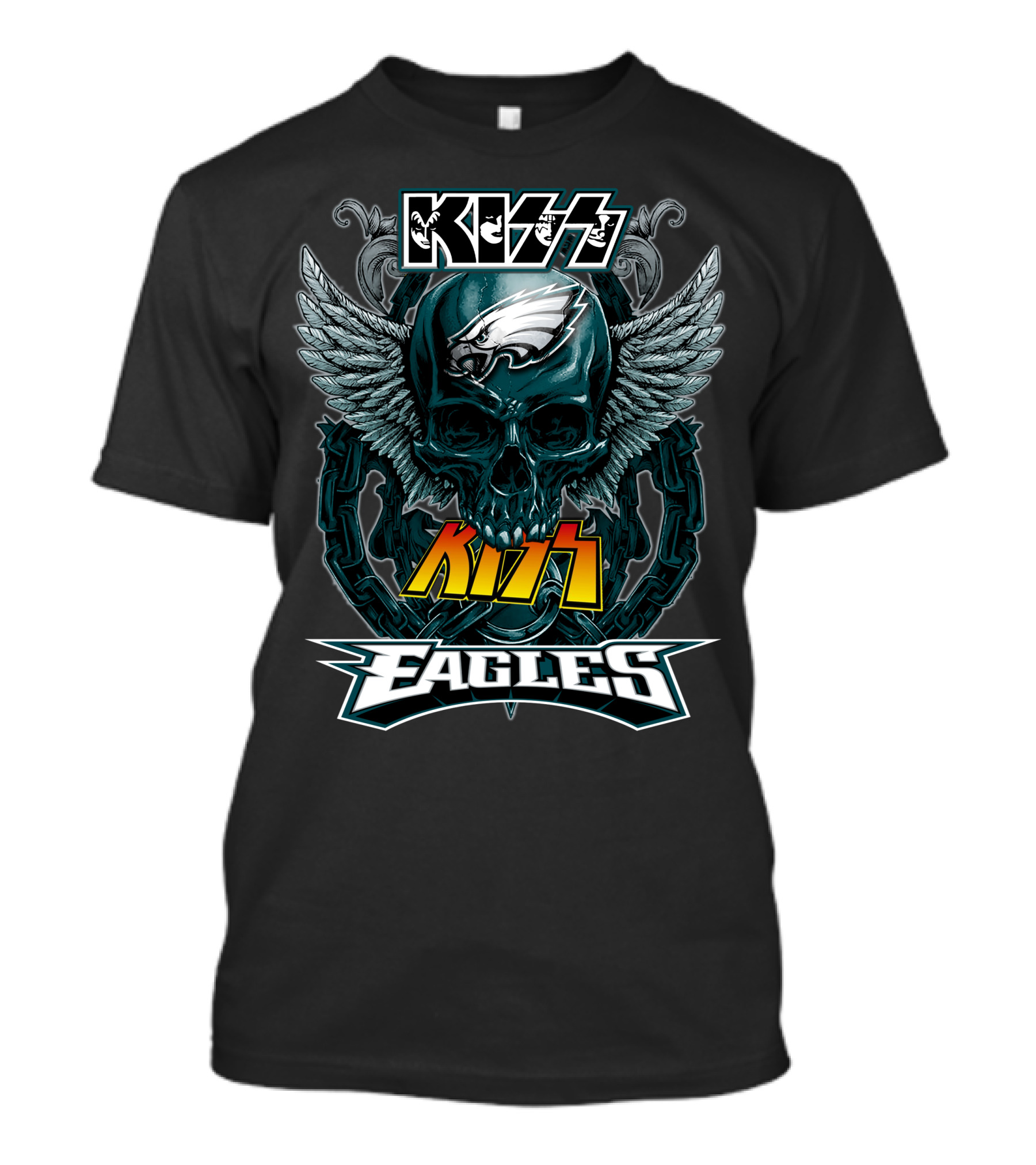 Kiss Eagles Philadelphia Skull Wing T-Shirt