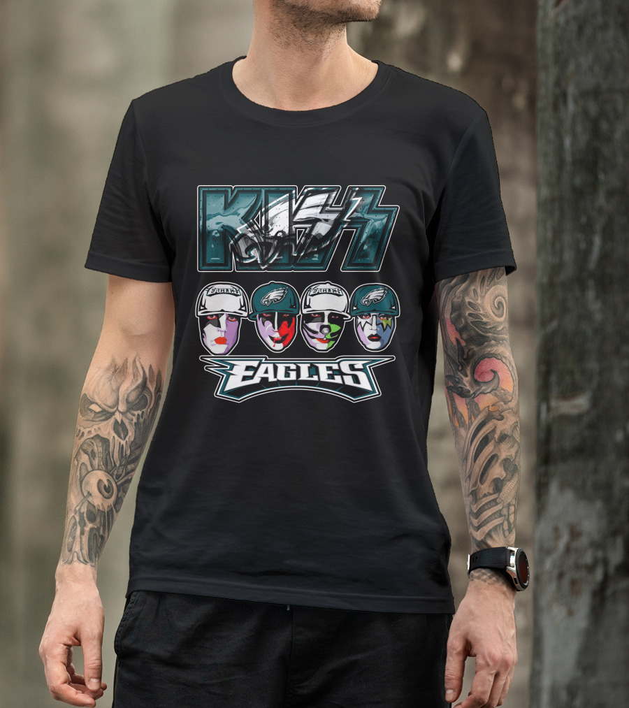 Kiss Band Meets Philadelphia Eagles Face Paint Fans T-Shirt