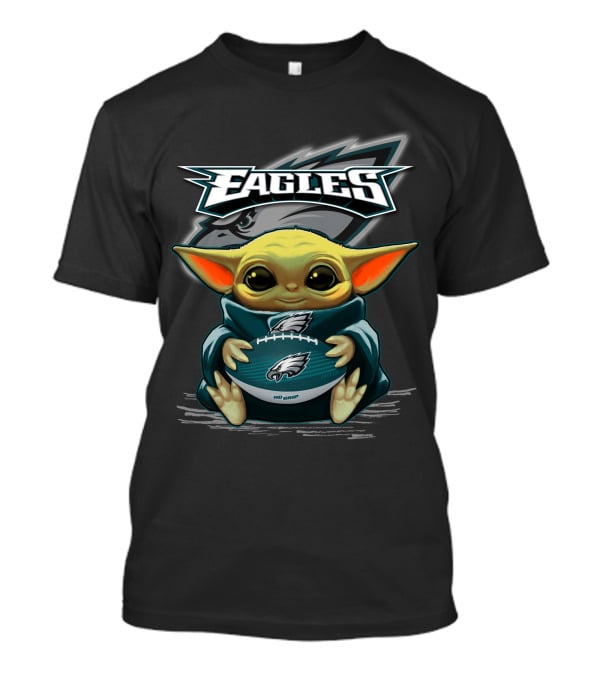 Eagles Baby Yoda Holding Philadelphia Football T-Shirt