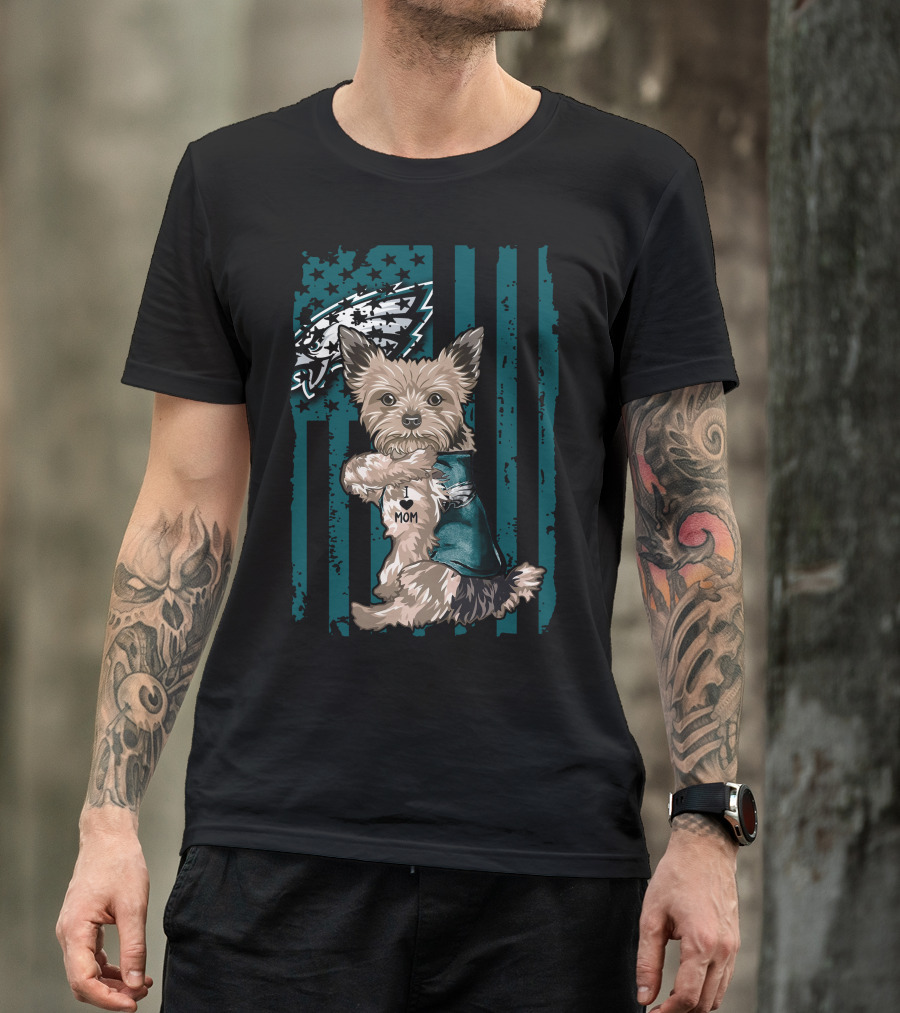 Yorkshire Terrier I Love Mom Philadelphia Eagles T-Shirt