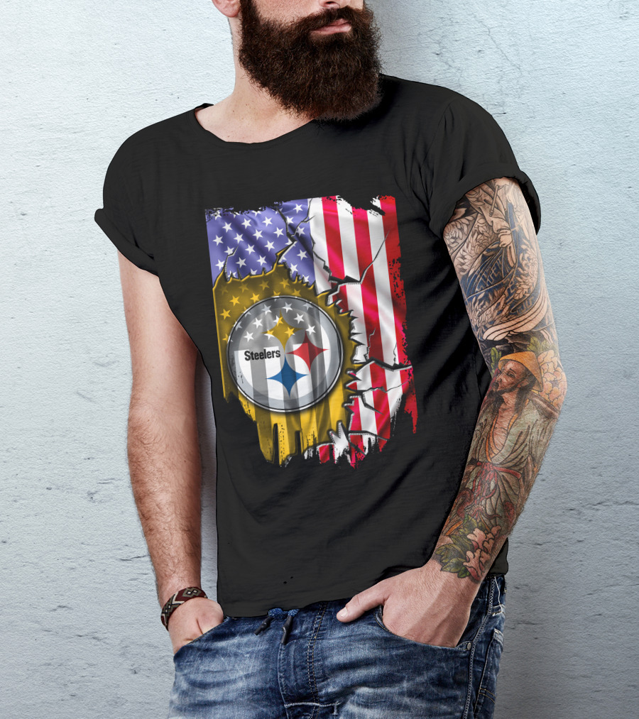 USA Flag Pittsburgh Steelers Logo V2 T-Shirt